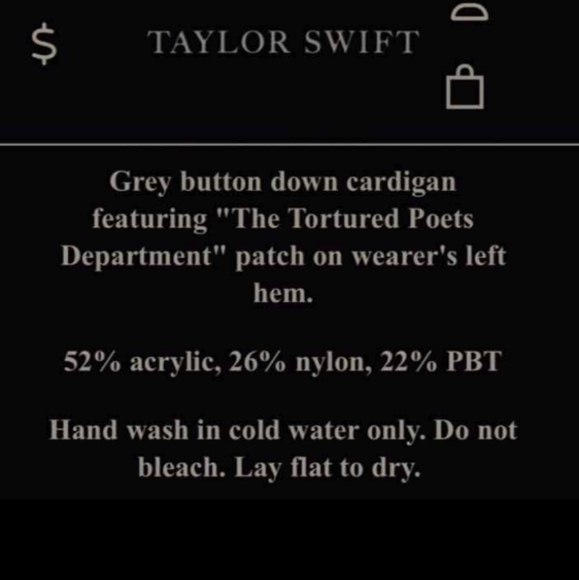 NWT TAYLOR SWIFT TTPD CARDIGAN - Picture 5 of 6